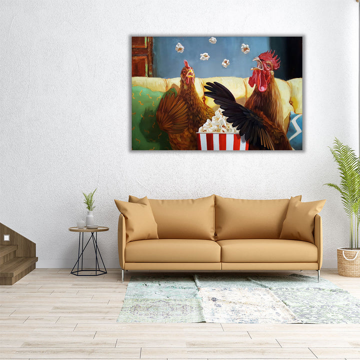 Popcorn Chickens - Canvas Print Wall Art