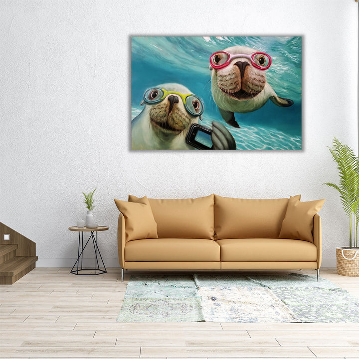 Underwater Selfie- Canvas Print Wall Art