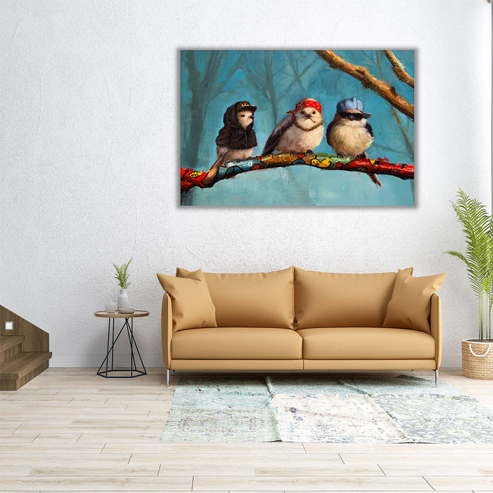 Birdz In Da Hood - Canvas Print Wall Art