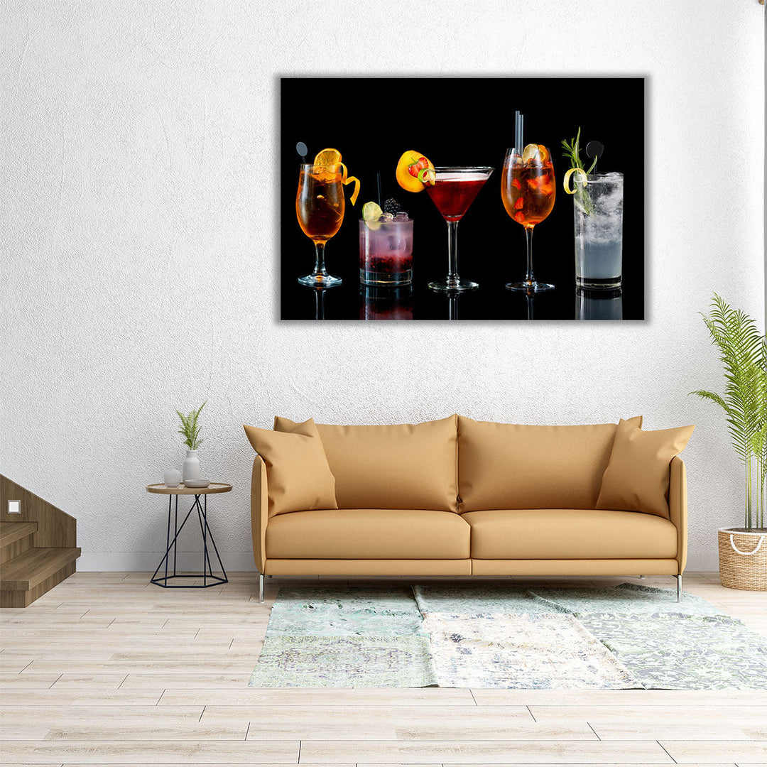 Selection of Cocktails Kitchen, Restaurant and Bar Decor - Canvas Print Wall Art