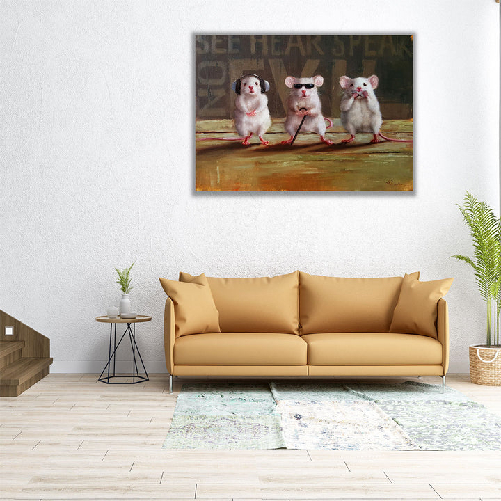Three Wise Mice - Canvas Print Wall Art