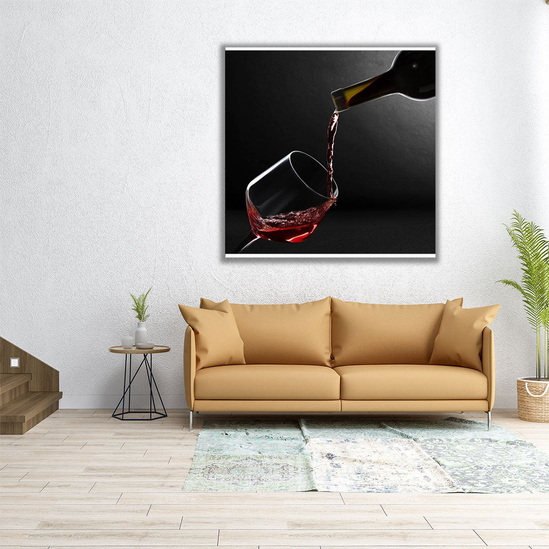 Wine On Black Background - Canvas Print Wall Art