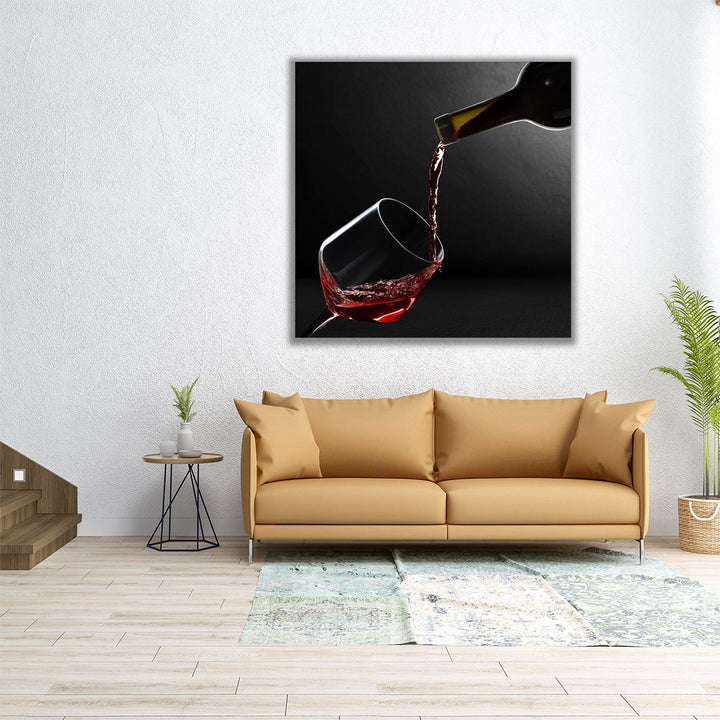 Wine On Black Background - Canvas Print Wall Art