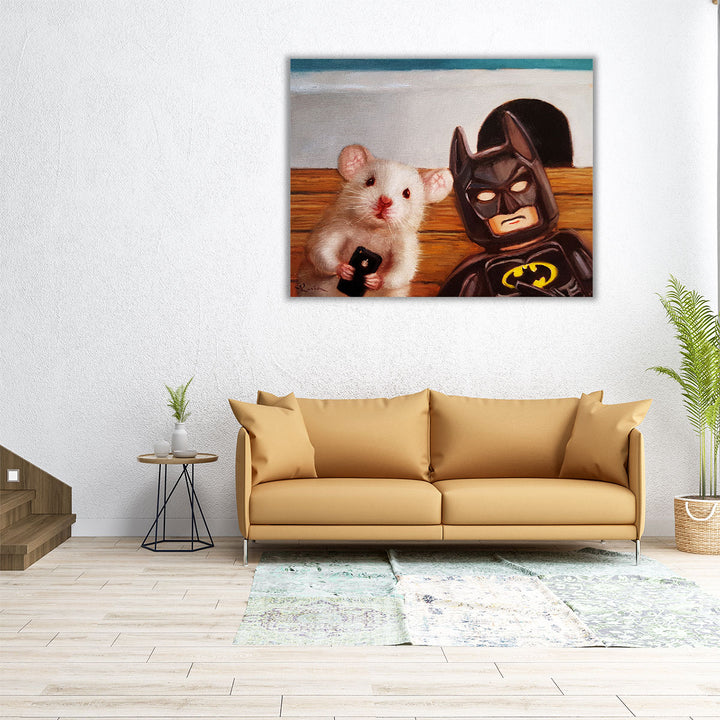 Selfie with Batman - Canvas Print Wall Art