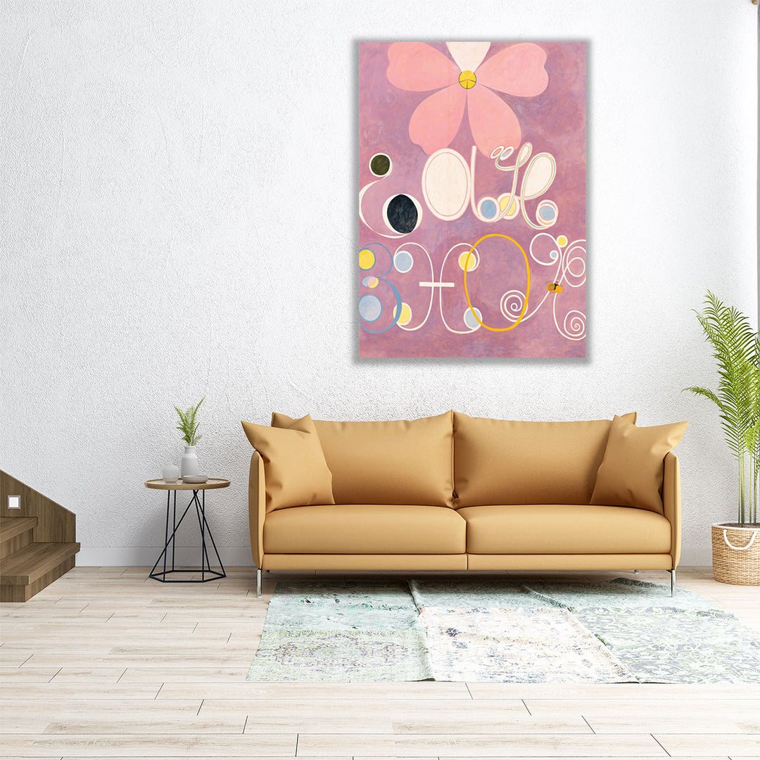 large bedroom art – pink and white canvas
