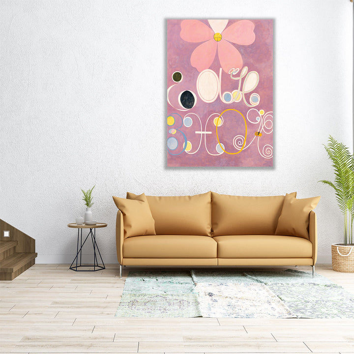 large bedroom art – pink and white canvas