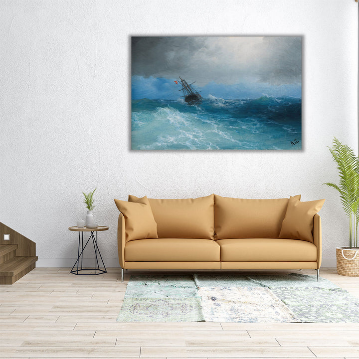 bathroom wall art – sailboat silhouette on water