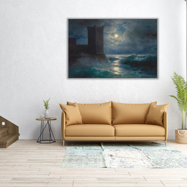 contemporary living room painting with silhouette