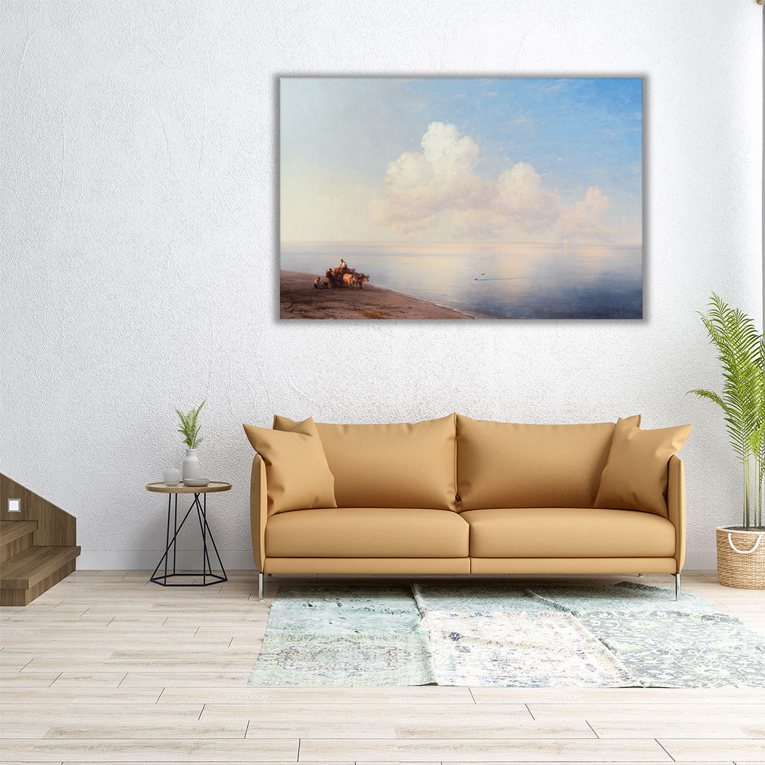 minimalist coastal print – serene beach scene