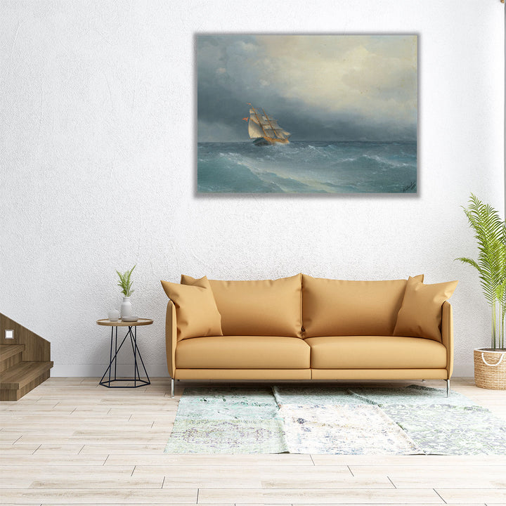 Living room stormy ocean canvas art