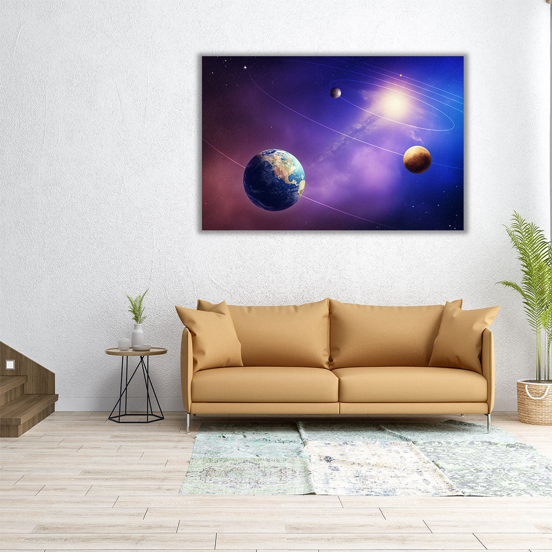 Inner Four Solar System Planets - Canvas Print Wall Art