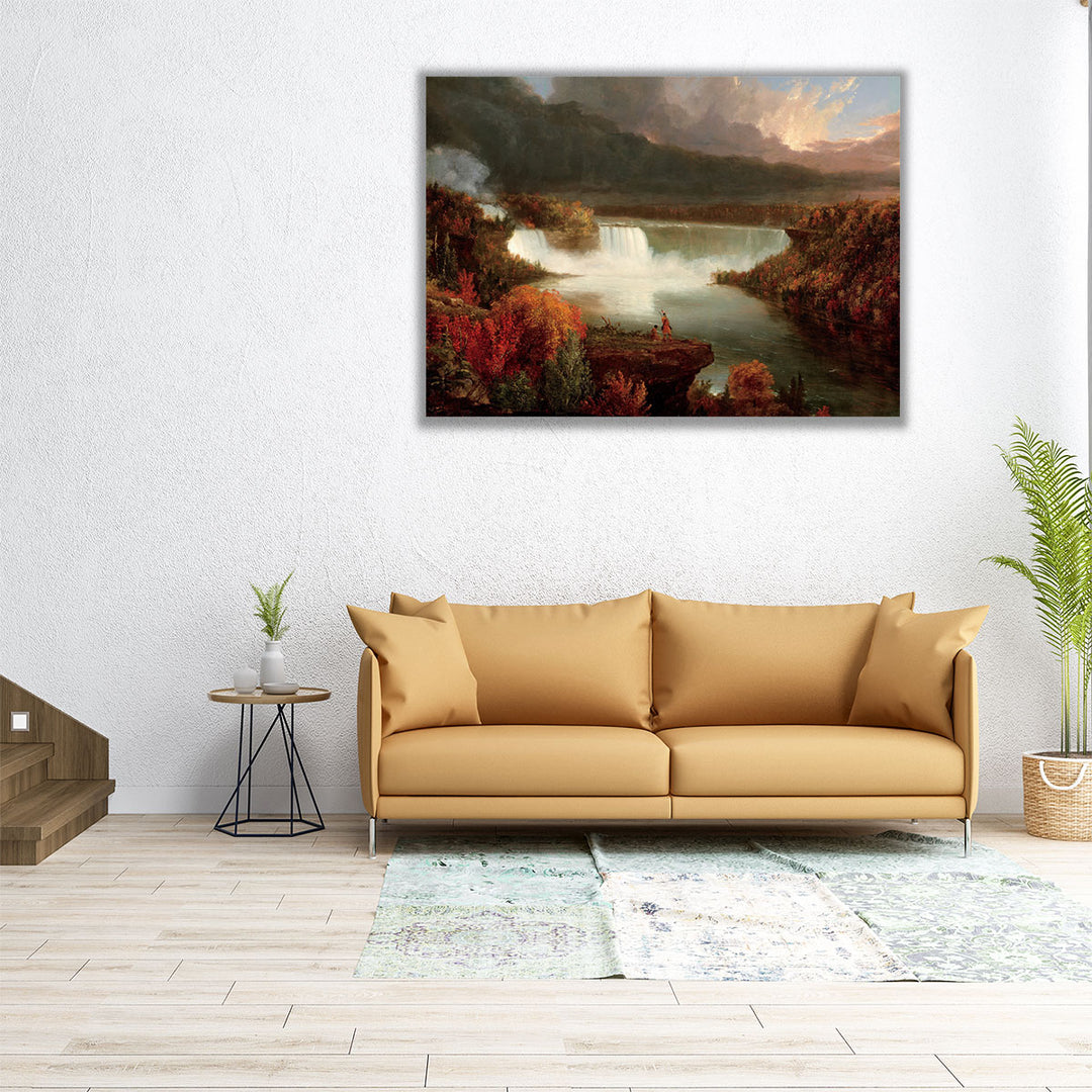 30x24 Canvas Print floral lake scene in vintage style