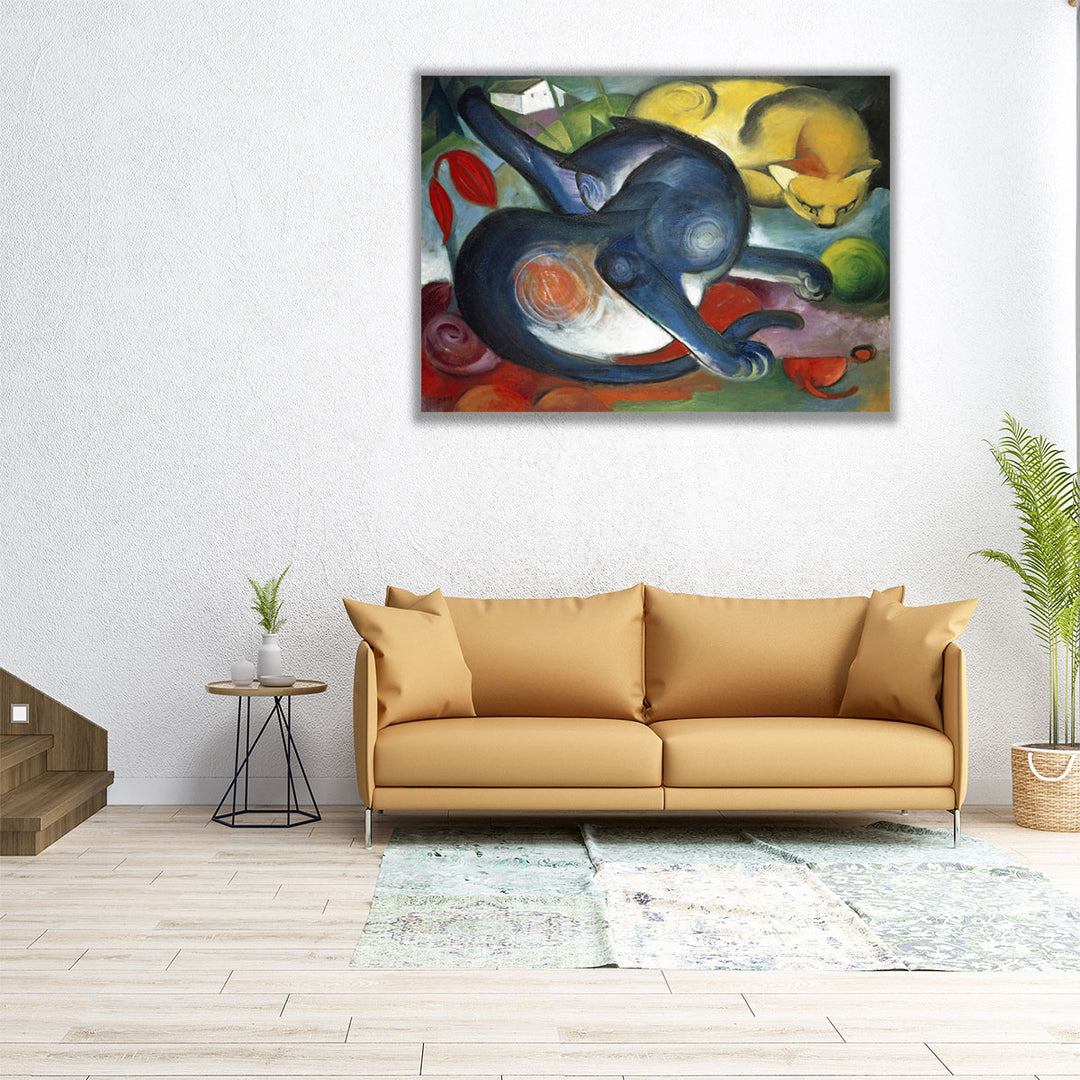 32×24 blue cat canvas décor