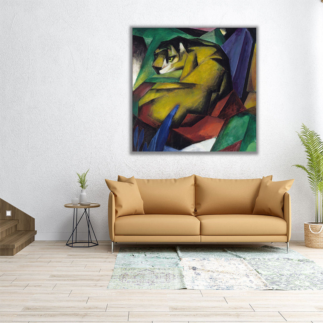 24x24 Canvas Print – bold tiger geometric fusion