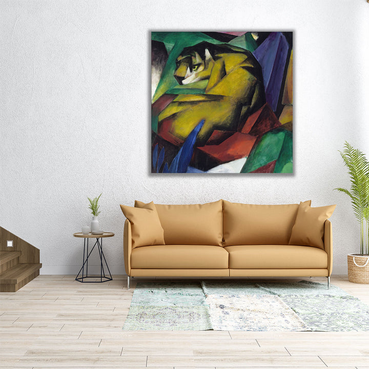 24x24 Canvas Print – bold tiger geometric fusion