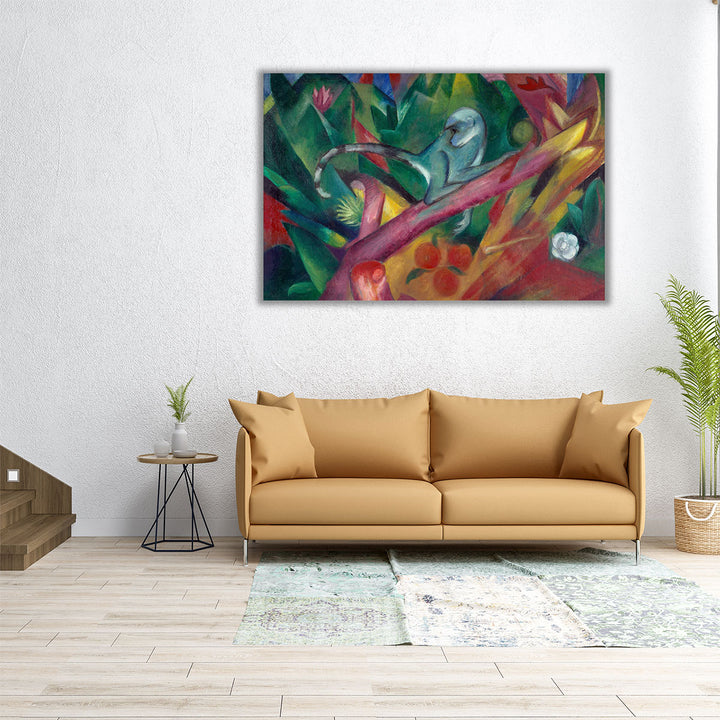 60x40 abstract monkey canvas with geometric design