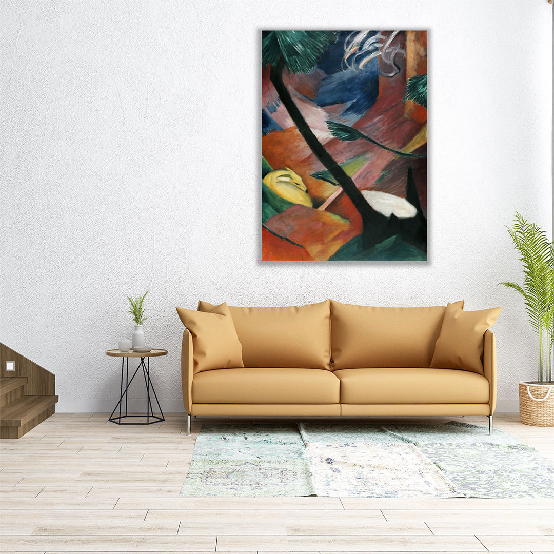 45x60 abstract tree and deer canvas artwork
