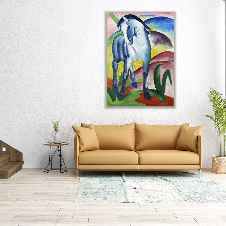 45x60 blue horse canvas in abstract style