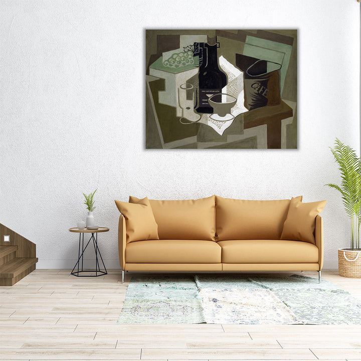 45x36 cubist coffee canvas with text accents