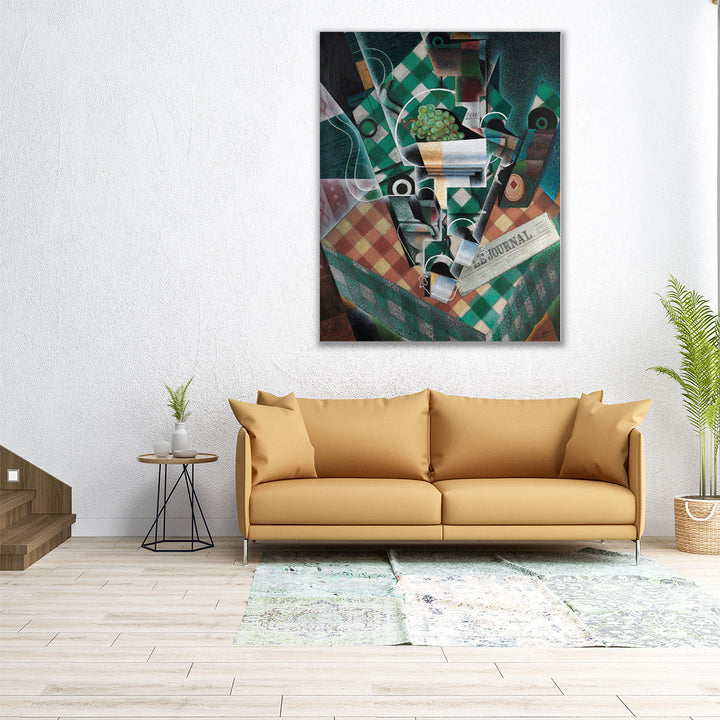 Kitchen canvas art green neutral grapes