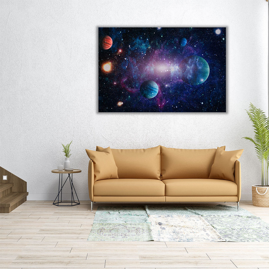 Planets, Stars and Galaxies in Outer Space - Canvas Print Wall Art