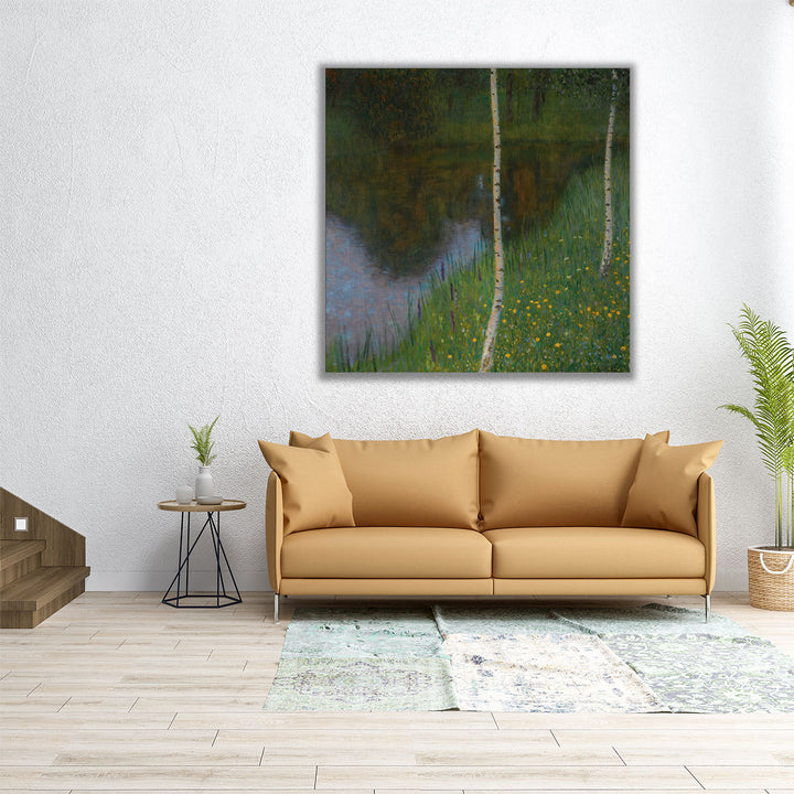 Lakeshore With Birches - Canvas Print Wall Art