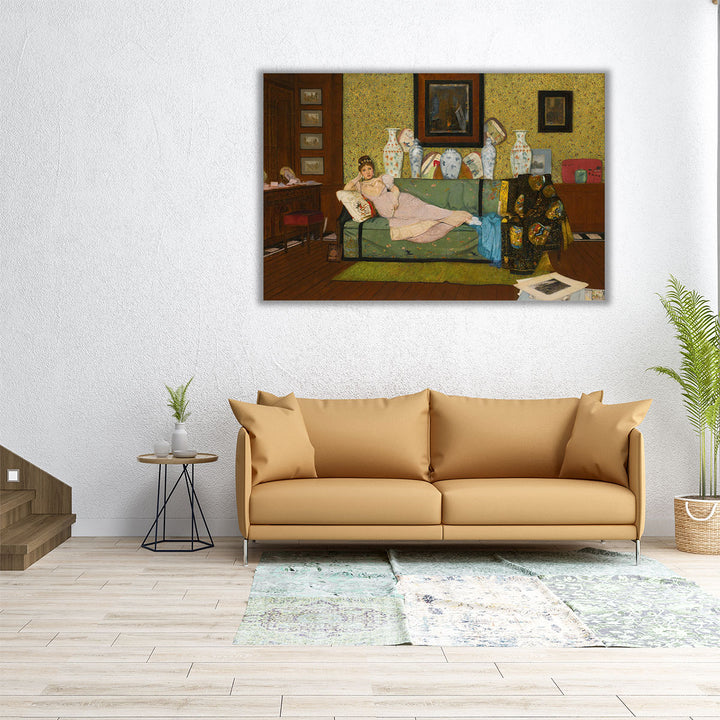 Espresso framed canvas warm neutral tones