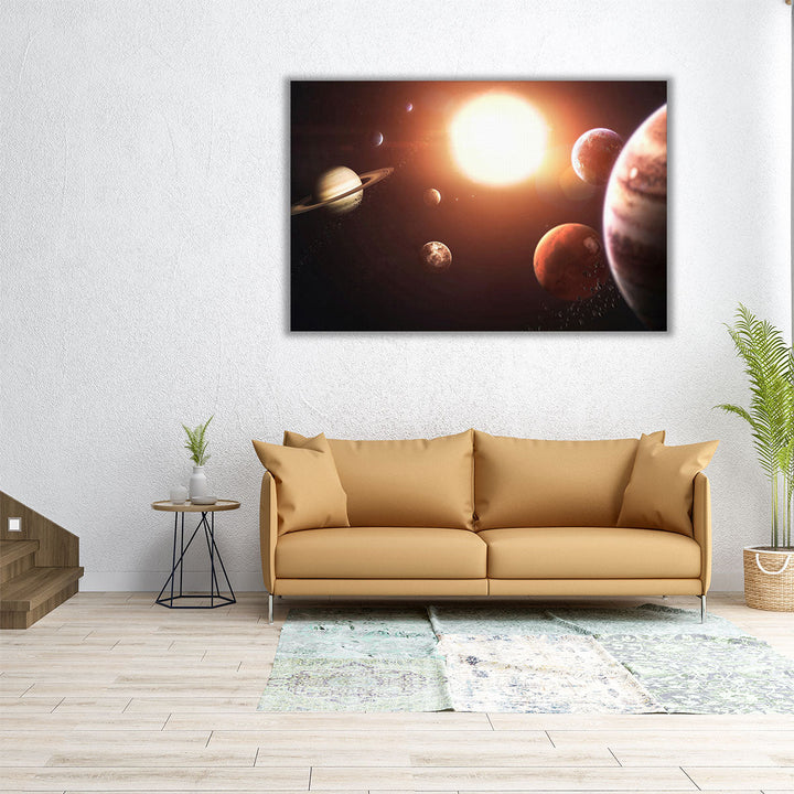 Solar System Planets, Earth, Mars, Jupiter and Others - Canvas Print Wall Art