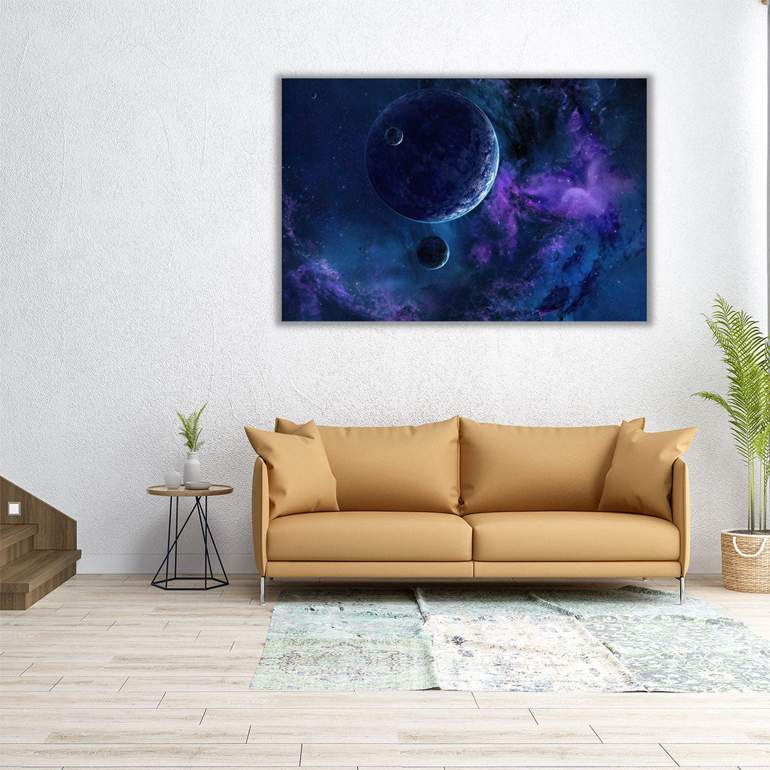 Some Blue And White Planets - Canvas Print Wall Art