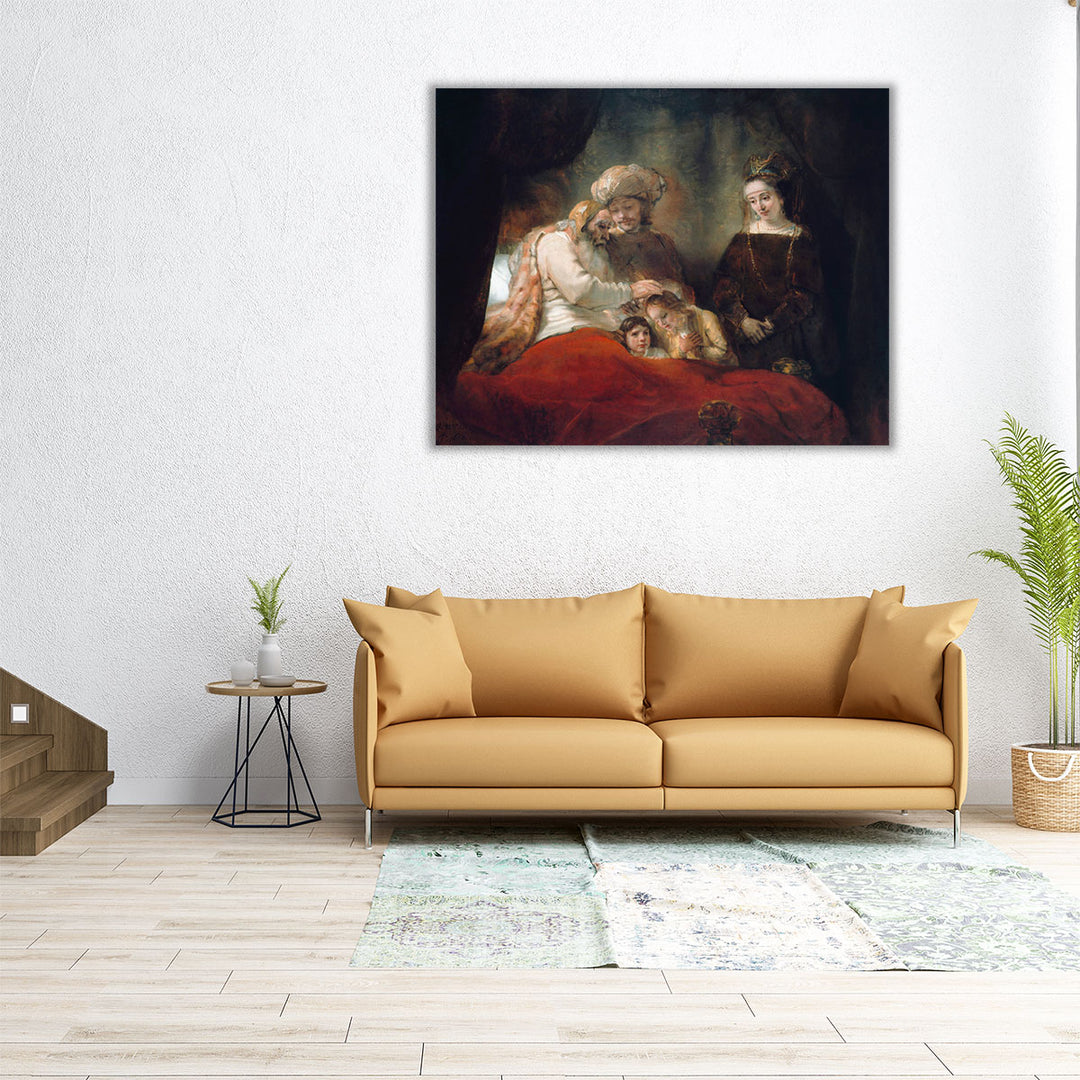 Rembrandt Jacob Blessing the Children of Joseph - Canvas Print Wall Art