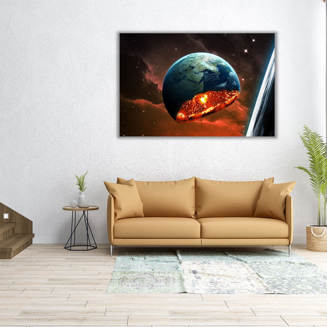 Universe Scene With Crust and Mantle of Earth - Canvas Print Wall Art