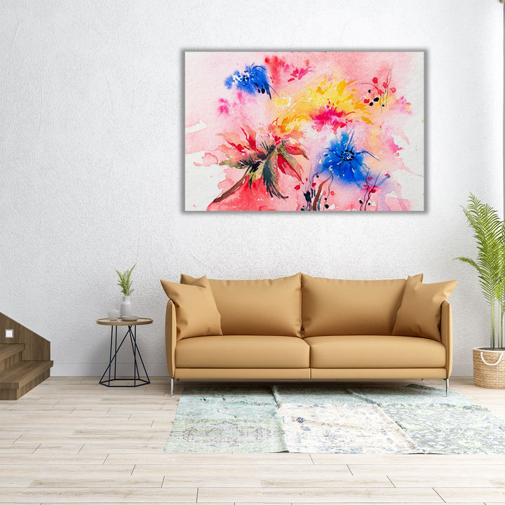 Abstract Watercolor Floral Painting - Canvas Print Wall Art