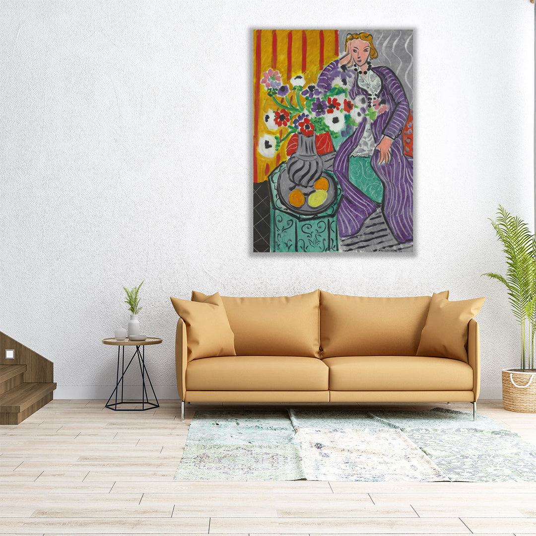 Woman in a Purple Coat - Canvas Print Wall Art
