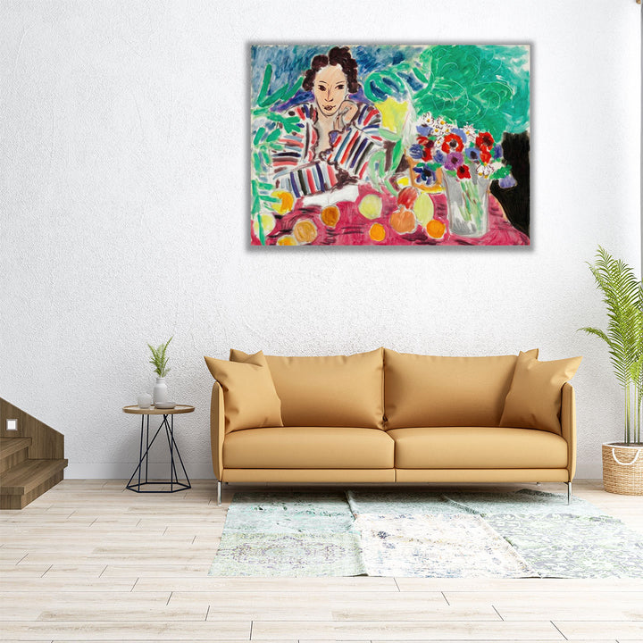 Striped Robe, Fruit, and Anemones, 1940 - Canvas Print Wall Art
