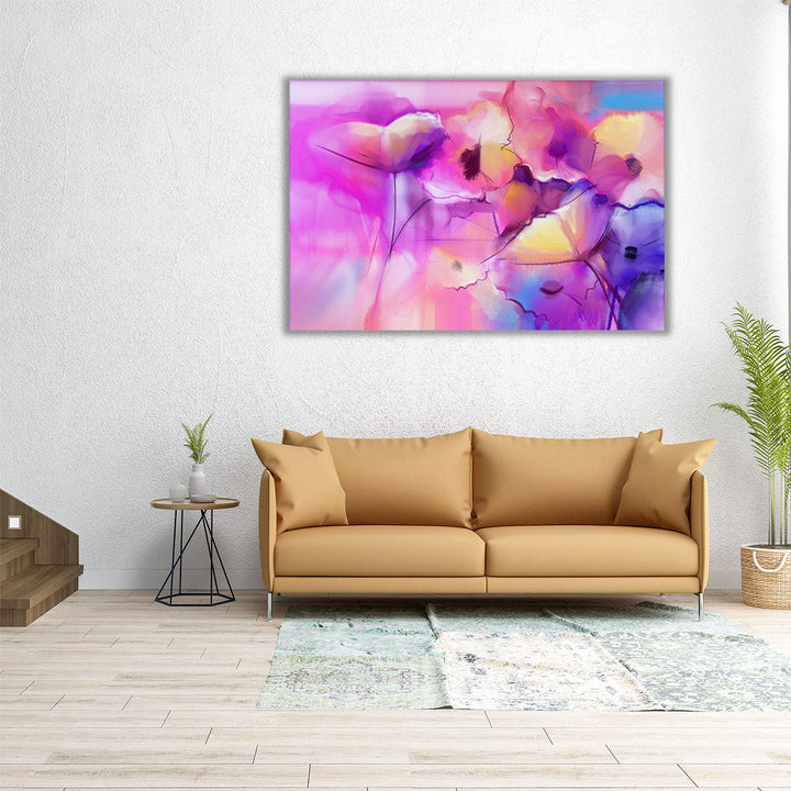 Abstract Tulip Flowers Watercolor Painting - Canvas Print Wall Art