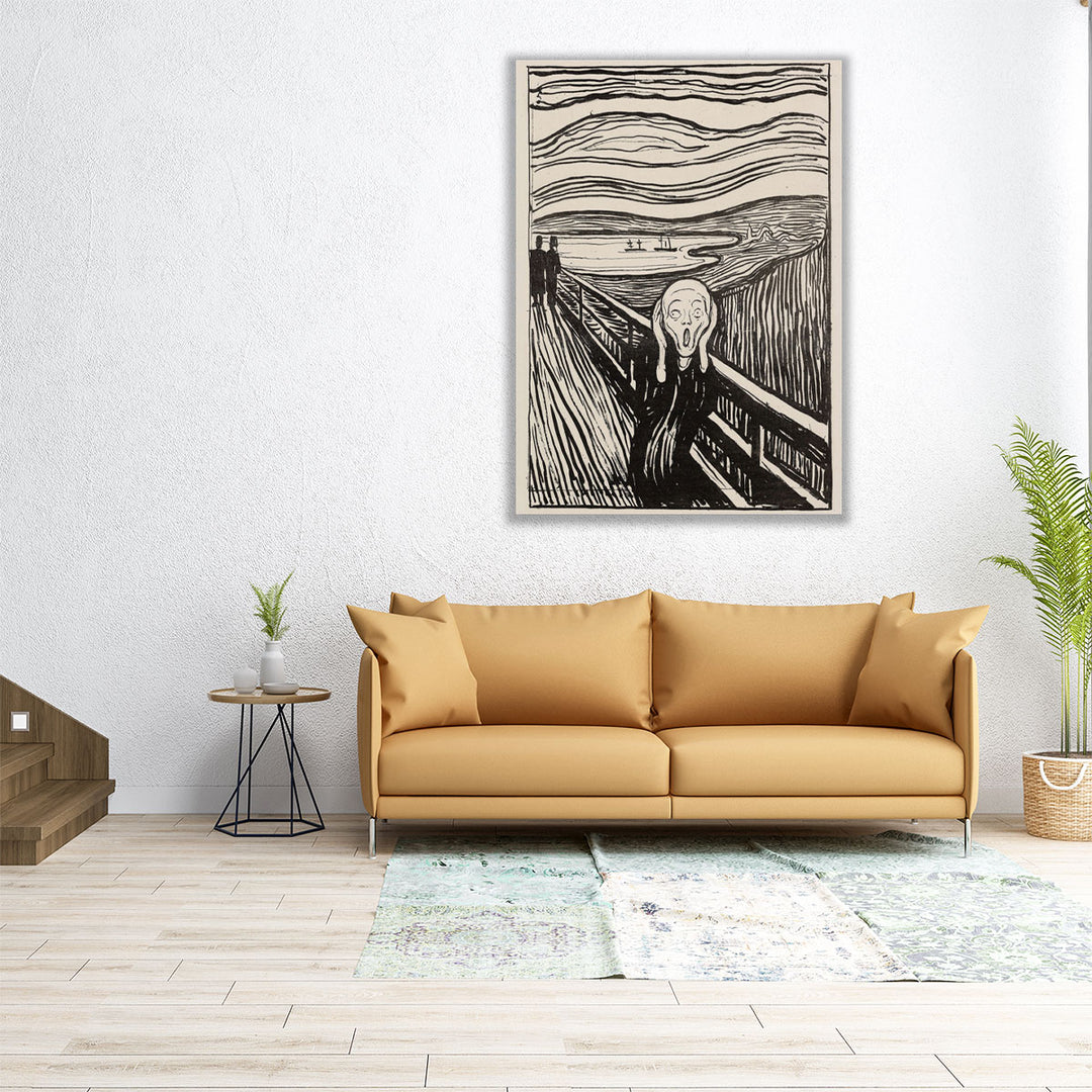The Scream, 1895, Black and White - Canvas Print Wall Art