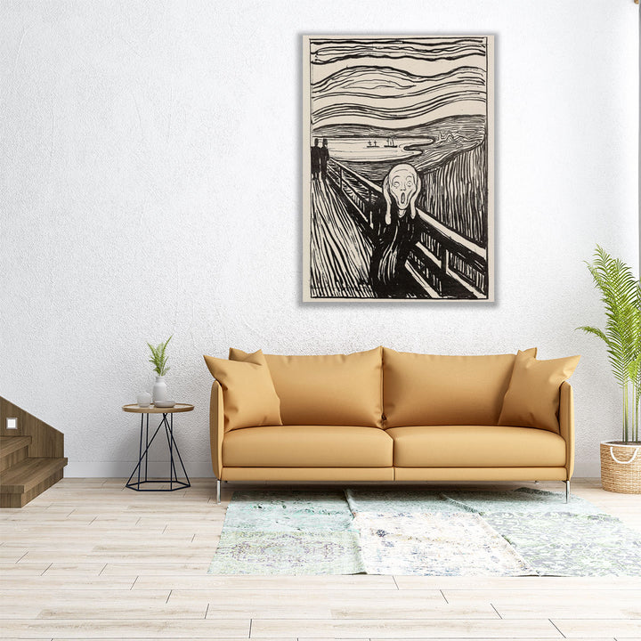 The Scream, 1895, Black and White - Canvas Print Wall Art