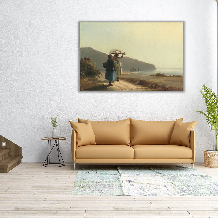 Two Women Chatting by the Sea, St. Thomas, 1856 - Canvas Print Wall Art