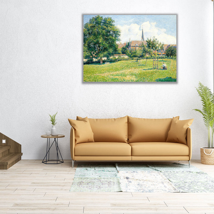 The House of the Deaf Woman and the Belfry at Eragny - Canvas Print Wall Art