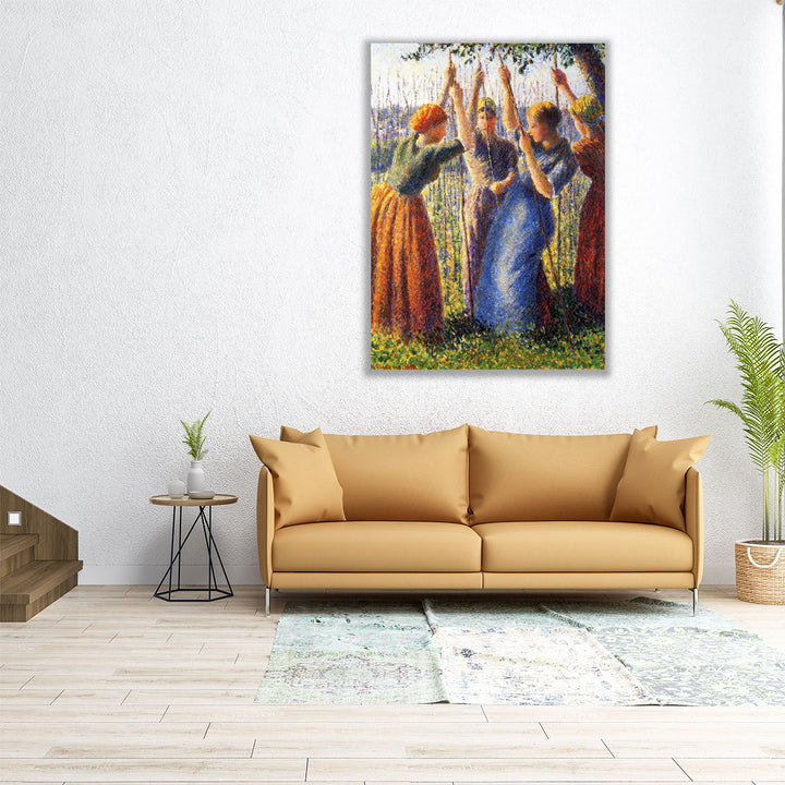 Peasant Women Planting Stakes, 1891- Canvas Print Wall Art