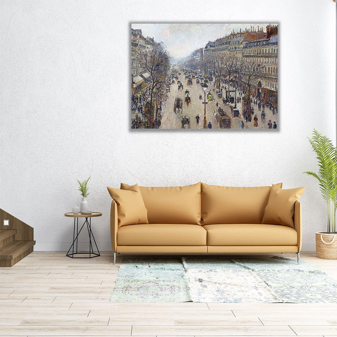 Boulevard Montmartre, Morning, Cloudy Weather - Canvas Print Wall Art