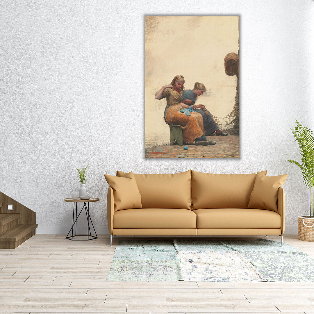 Mending the Nets - Canvas Print Wall Art