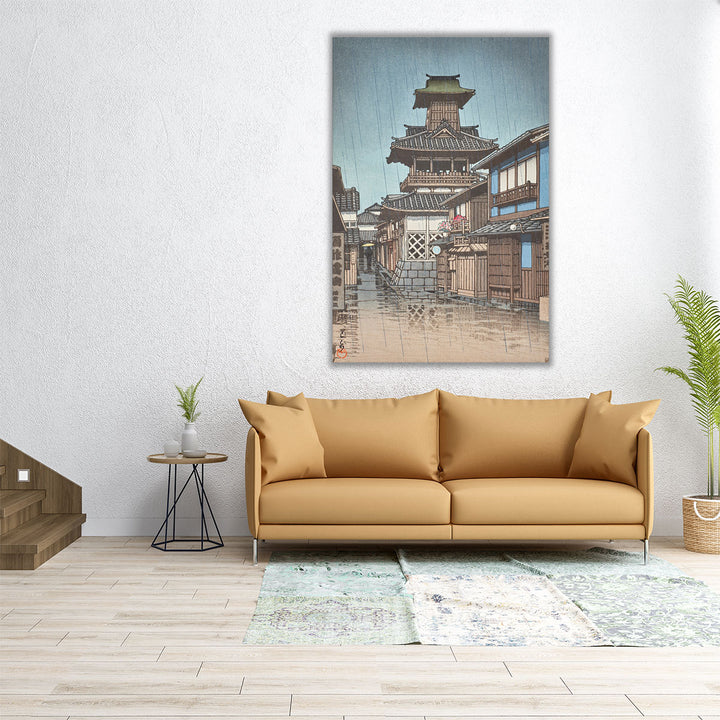 Bell Tower in Rain, Okayama, 1947 - Canvas Print Wall Art