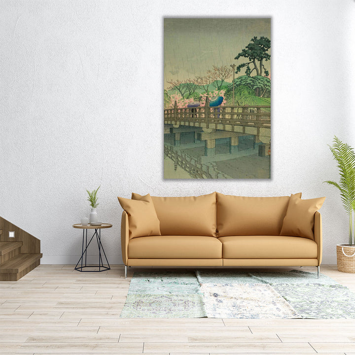 Spring Rain at Benkei Bridge - Canvas Print Wall Art