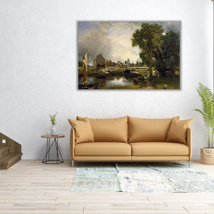 Dedham Lock and Mill, 1820 - Canvas Print Wall Art