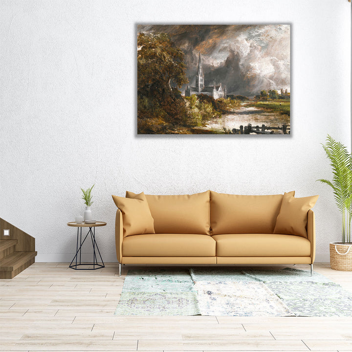Salisbury Cathedral From The Meadows - Canvas Print Wall Art