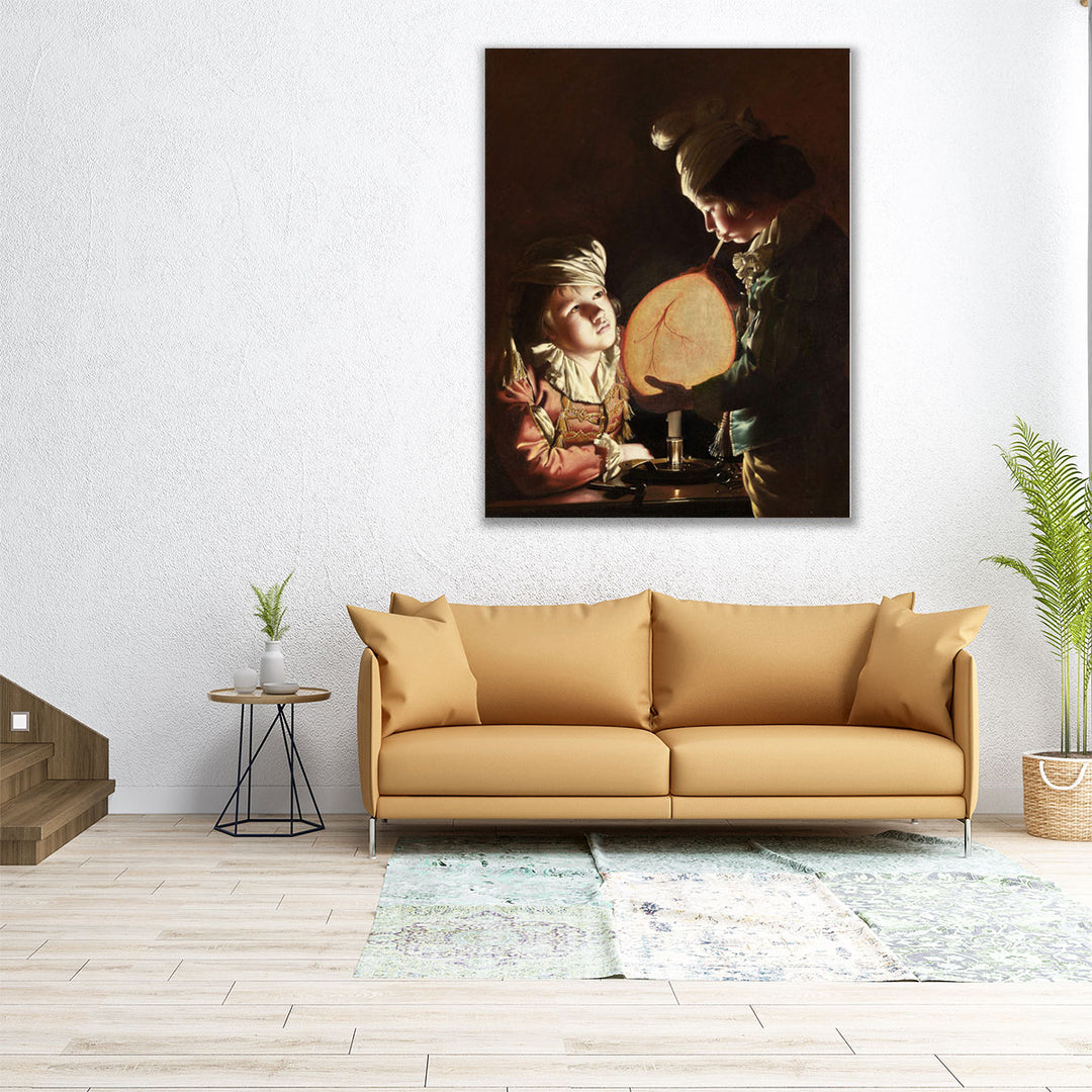 Two Boys with a Bladder - Canvas Print Wall Art