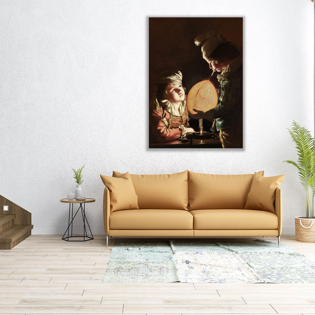 Two Boys with a Bladder - Canvas Print Wall Art