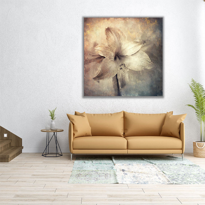 Amaryllis Flower with Artistic Monotone Textures - Canvas Print Wall Art