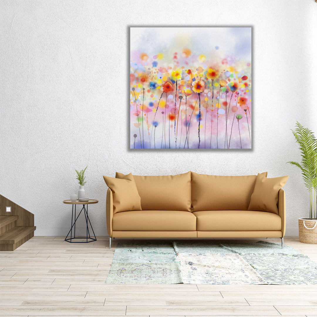 Colorful Watercolor Floral Painting - Canvas Print Wall Art
